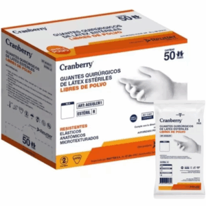 Guantes quirúrgicos estériles Cranberry caja 50 pares látex
